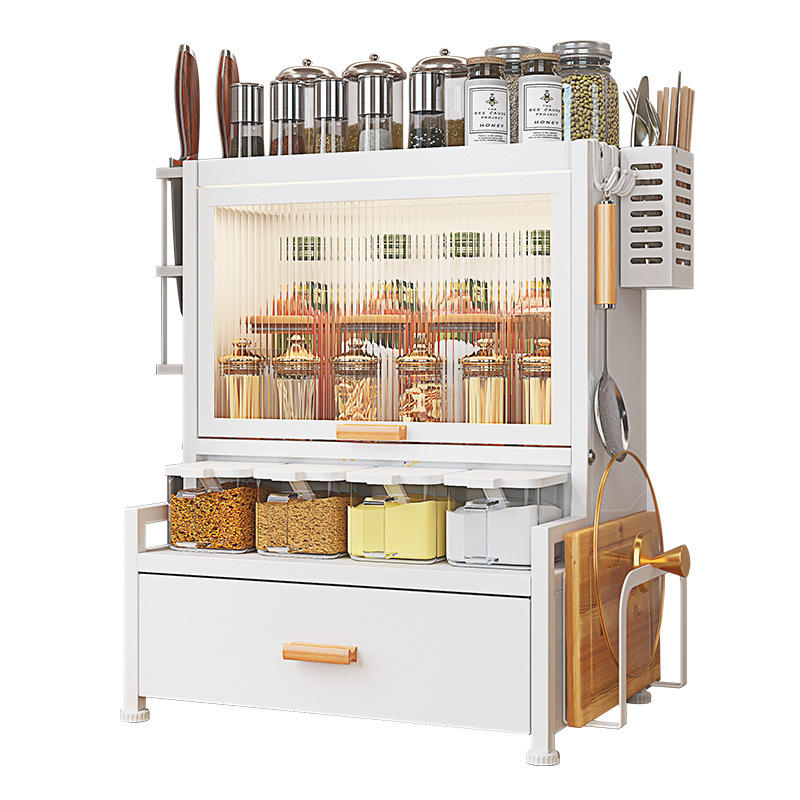 Multi-layer Storage Kitchen Tools and Supplies Spice Rack Door Storage Box Cabinet Drawer Spice Rack Space-saving
