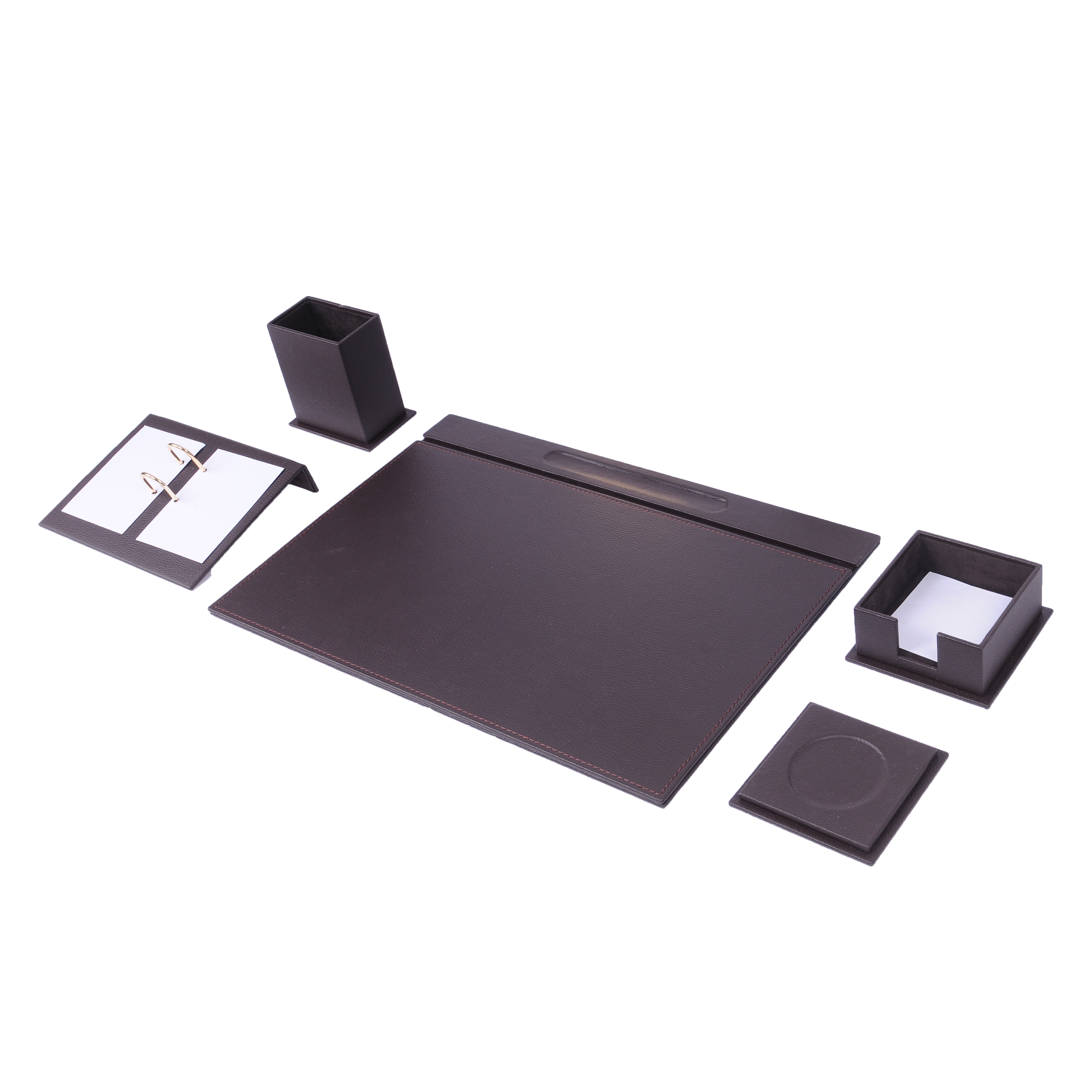 5 Piece Leather Desk Organizer Set Office Accessories Including Pen Holder Desk Pad Coaster Premium Leather Desk Accessories